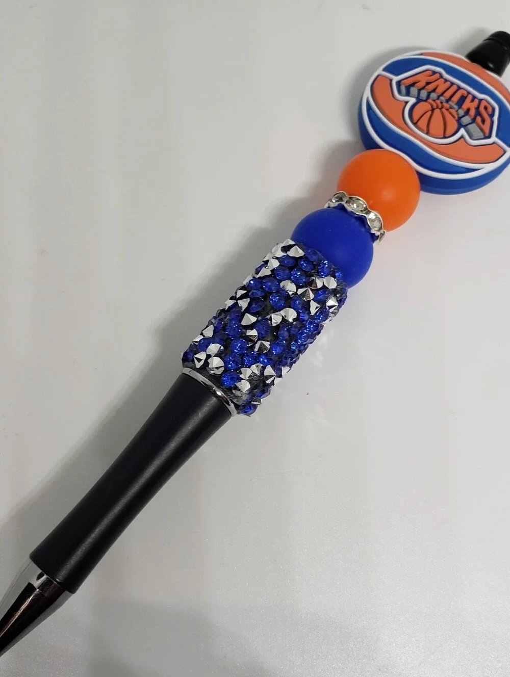 Handmade Silicone Focal Beaded Rhinestone New York Knicks Pen